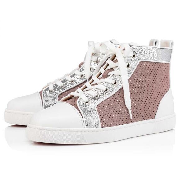 Christian Louboutin Men Louis Orlato Flat Elegant Argento High Top Sneaker 45 12 - Picture 1 of 12